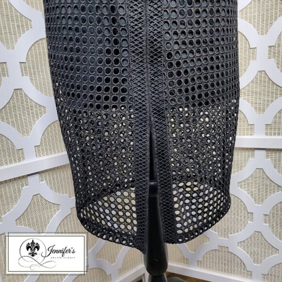 Dex Women's Black 2-Layered Crochet Eyelet Sleeveless Dress Size Large - Picture 5 of 13